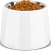ComSaf Raised Dog Bowl, Single Elevated Dog Food Bowl with Detachable Melamine Stand, Dog Water Bowl for Dogs and Cats, Non-Skid & Non-Spill, Easier to Reach Food, White
