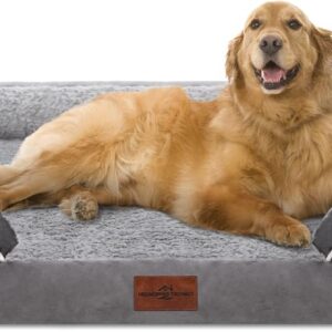 Comfort Expression Waterproof Orthopedic Dog Bed Foam Dog Beds for Extra Large Dogs Durable Dog Sofa The Pet Bed Washable Removable Cover with Zipper and Non-Slip Bottom Bolster XL Large Dog Beds