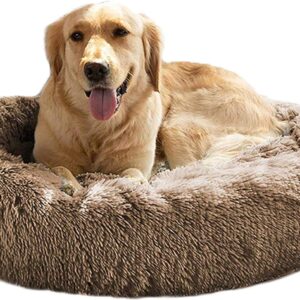 Comfortable Round Plush Dog Beds, Calming Dog Bed (L/XL/XXL/XXXL) for Small Medium and Large Dogs