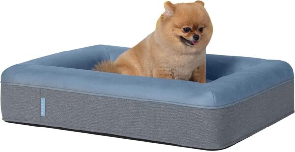 Comfy4U 15 CM Thick Memory Foam Dog Bolster Bed, Waterproof Machine Washable Cover Pet Bed Mattress, High Density Orthopedic Joint Relief Crate Lounger Pillow, for Small and Large Dogs,Blue