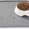 Conlun Cat Food Mat,1.2 cm Raised Edges Dog Bowl Mat for Spill Containment,BPA-Free Silicone Pet Food Mats for Floors Waterproof,Rubber Dog Feeding Mat for Food and Water Bowls(Grey,48x30cm)