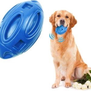 DEARLIVES YF Dog Ball Indestructible Dog Toys, Tough Rubber Dog Rugby Ball Dog Chew Toy with Squeaker for Aggressive Chewers, Large/Medium Breed Dog