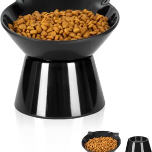 Detachable Elevated Cat Bowls, 15° Tilted Raised Cat Food Bowl Anti-Vomiting, Whisker Friendly Cat Dishes, Adjustable Cat Feeding Bowls for Protecting Spine, Cats and Small Dogs