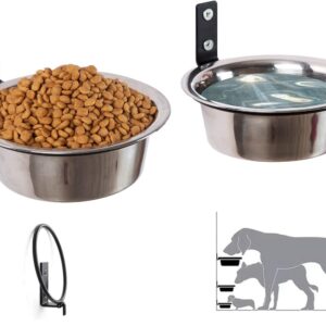 Dog Bowls Collapsible Customized Height Wall Mounted Elevated Pet Feeder, 2 Stainless Steel Dishes for Large Dogs and Raised Dog Bowls for Medium Dogs, Adjustable Elevated Dog Bowl Stand 44Oz(8.3inch)