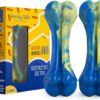 Dog Chew Toys Indestructible - Tough Dog Toys for Aggressive Chewers, Suitable as Dog Teething Toys - Indestructible Dog Toys for Large Dogs - Hard Chew Toys for Dogs, Delicious Bacon Flavour - 2pck