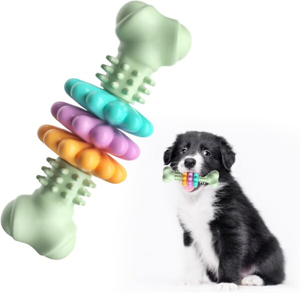 Dog Chew Toys,Indestructible Dog Toys Natural Rubber Chew Dog Toy,Pets Puzzle Toys Puppy Teething Toy Stick,Interactive Dog Toys for Boredom,Pets Dog Dental Care Teeth Cleaning Chew Toy (Green)