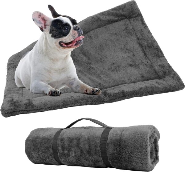 Downtown Pet Supply - Self Heated Cat Bed & Dog Crate Mat - Thermal Nap Mat - Padded and Insulated Pet Mat with Mylar Layer and Leather Handles - Grey - 29 x 20 in - Small Dog Crate Bed