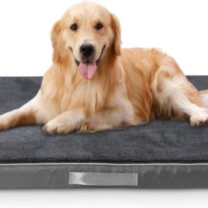 E-SMARTER Orthopedic Dog Bed, Washable and Waterproof Dog Bed/Dog Mattress for Dog Crate with Removable Cover, Anti-slip Dog Crate Mattress, 90 * 70 * 10cm