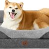EHEYCIGA Memory Foam Dog Beds Large, Orthopedic Dog Beds Sofa with Sides and Waterproof Liner, Pet Couch with Washable Removable Cover and Non-Slip Bottom, 91x68x17cm, Dark Grey