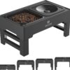 ELS PET Raised Dog Bowl, 2-in-1 Elevated Dog Bowl with Slow Feeder and Non-Spill Slow Water Bowl, 4 Height Adjustable Pet Dispenser with Stand for Small Medium Large Dog Cat
