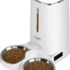 EUGAD Automatic Cat Feeder 4L, Cat and Dog Food Dispenser with 2 Stainless Steel Bowls, Portion Control, Timer, Programmable Feeder Up to 6 Meals per Day and 360g per Meal, Washable, White, 0002WSQ-UK