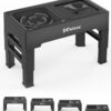 Elevated Dog Bowls, 4 Adjustable Heights Raised Dog Bowl Stand with Slow Feeder Food Bowls Non Spill Dog Water Bowl Set Small Medium Large Pets Dish for messy drinkers Foldable