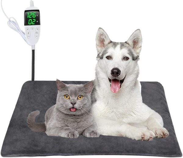 Emwel Pet Heating Pad 45 * 70cm Adjustable Timer & Adjustable Temperature,Waterproof Safe Heated Pet mat for Dog Cat