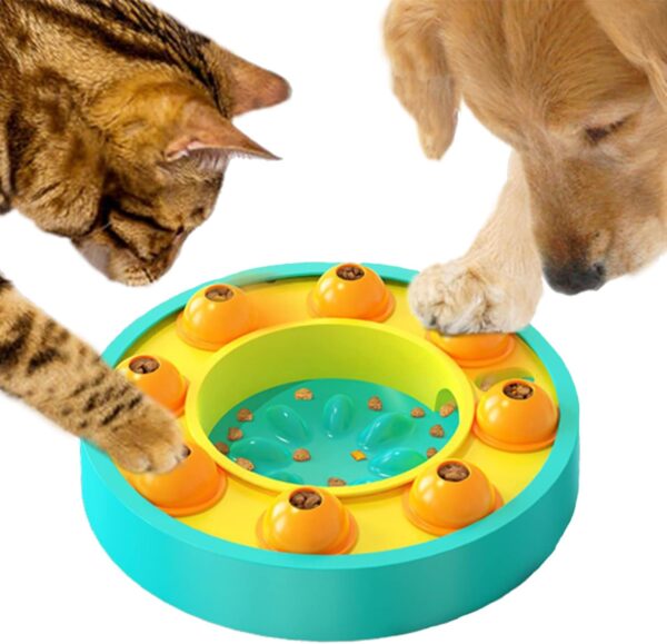 Etechydra Dog Puzzle Slow Feeder Toy, Interactive Dogs Puzzle Toys for Dogs Cats, Small Medium Bowl for IQ Training & Mental Enrichment, Dog Treat Dispenser Puzzle Toy Gifts, Yellow