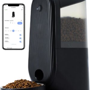 FUKUMARU Automatic Cat Feeder, 4 L WiFi Timed Auto Dog Feeder with App, Smart Dry Food Dispenser with Customised Schedule, Battery Operated & Wired Electrics