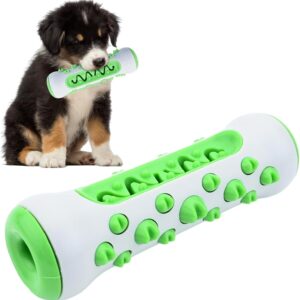 Fadcaer Dog Chew Toys,Rubber Pet Dog Toothbrush Teething Toys for puppy,Pets Chew Interactive Toy Indestructible Dog plaything,Care Teeth Cleaning Pooch Dental Toy for Small or Medium Dogs. (Green)