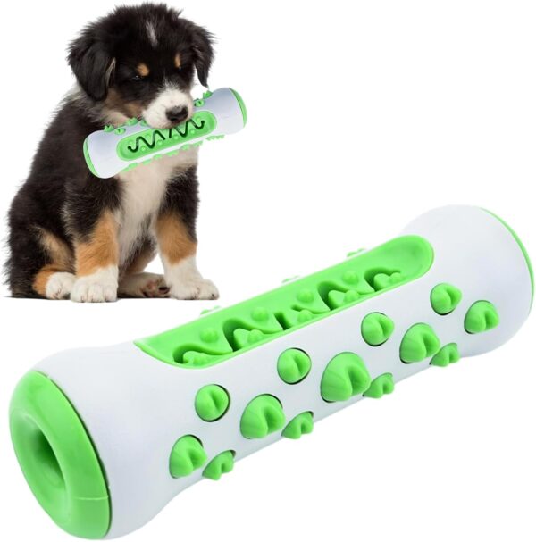 Fadcaer Dog Chew Toys,Rubber Pet Dog Toothbrush Teething Toys for puppy,Pets Chew Interactive Toy Indestructible Dog plaything,Care Teeth Cleaning Pooch Dental Toy for Small or Medium Dogs. (Green)