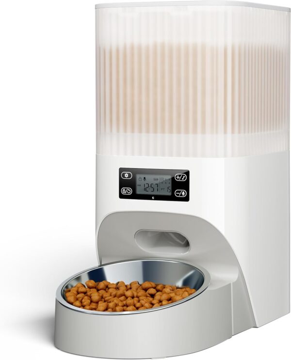 Faroro Automatic Cat Feeder, 4L Cat Feeder with Timer up to 6 Meals Per Day, Portion Control, 30s Voice Recording, Suitable for Small and Medium Pets