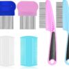 Flea Comb Removal Lice Combs Stainless Steel Fine Tooth Comb Grooming Set Pet Double-Sided Comb with Smooth Teeth Ideal for Cats, Dogs, Kitten, Puppy - 6Pcs (Different Type)
