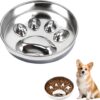 Food Grade 304 Stainless Steel Dog Bowl,Dog and Cat Raised Bowls Made of Metal,Brake-Fast Bowl,Pet Food Slow Feeder Bowl with Non-Slip Silicone Mat,Convex Pattern Design to Slow Down Eating