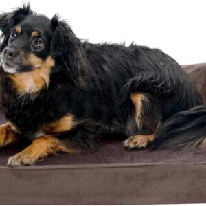 Furhaven Medium Orthopedic Dog Bed Faux Fur & Velvet Sofa-Style w/Removable Washable Cover - Driftwood Brown, Medium