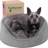 Furhaven Pet Dog Bed - Round Oval Cuddler Plush Faux Fur and Velvet Orthopedic Foam Nest Lounger Pet Bed for Dogs and Cats, Smoke Gray, Small