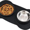 Furloving Dog Bowl, Silicone Slow Feeder Bowl, Slow Eating Feeder,Pet Bowls with Non-Slip Silicone Base,Fits Small, Medium Dogs and Cats, Black (L(750ml))