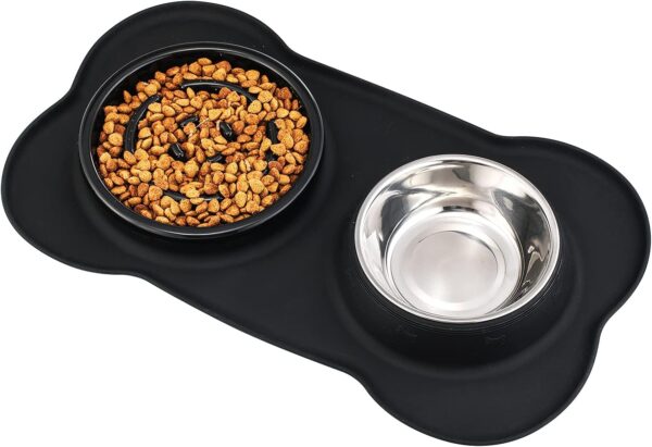 Furloving Dog Bowl, Silicone Slow Feeder Bowl, Slow Eating Feeder,Pet Bowls with Non-Slip Silicone Base,Fits Small, Medium Dogs and Cats, Black (L(750ml))