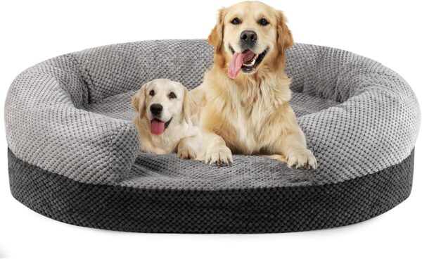 FuzzFables Large Orthopedic Dog Bed, Memory Foam Waterproof Pet Beds, Removable Calming Dog Cat Sofa Bed with Anti-Slip Bottom Cover, Soft Head and Neck Support Couch Sleeper for Cat Dog 42 * 31.5in