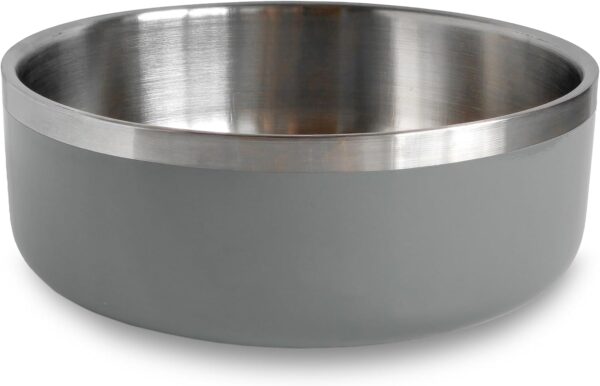 Fuzzl Double Insultated Thermal Dog Bowl in Grey - 16cm - for Indoors and Outdoors with Rubber Base - Versatile Dog Bowls and Dog Water Bowl for Hydration and Feeding