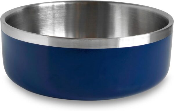 Fuzzl Double Insultated Thermal Dog Bowl in Navy - 16cm - for Indoors and Outdoors with Rubber Base - Versatile Dog Bowls and Dog Water Bowl for Hydration and Feeding