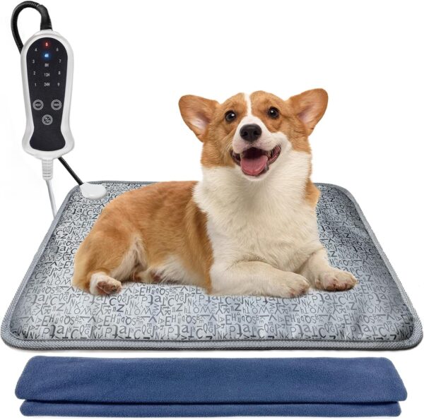 GOLOPET Pet Heating Pad,Medium 18x18inches Heated Bed for Elderly Cat,Waterproof Thermostat Electric Heated Mat,Whelping Heat Pad with Removable Cover for Puppies Kittens Dog