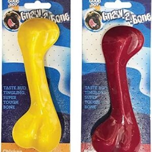 GOODBOY GNAW A BONE 2 PACK NYLON DENTAL DOG CHEW TOY 1 BACON 1 CHICKEN