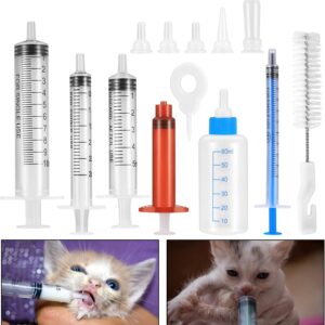 GOTRUST Pet Syringe Feeding Kit, Puppy Nursing Kit, Kitten Feeding Bottle Squeeze Liquid Cat Nursing Bottle, Newborn Pet Feeder for Puppy Cat Dog Kitten Small Mammal Newborn Animal