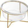 Glass Cat bowls Elevated Tilted - Raised Cat Bowl Anti Vomiting - Cat Feeding Bowls with Metal Stand - Small Dog Bowl - Lifted Cat Dish for Food and Water - Pet Dishes for Puppies and Cats - 480 ml