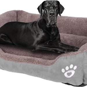 GoFirst Dog Bed Medium, Warm Soft Comfortable Pet Bed Sofa XL 80 * 60cm for Medium Dogs Cats Small Pets (Grey)