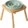 Havniva Ceramic Slow Feeder Dog Bowl, Dog Slow Feeder for Small Medium Large Breed, Anti-Gulping, Stop Bloat, Preventing Choking (Light Green, 21cm Bowl + Chair Stand)