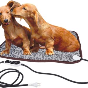 Heated Dog Bed,Dog Heating Pad,Heating Pad for Puppies Indoor,Heated Pet Bed,Outdoor Heated Cat Bed,33" L x 21" W (Floral)