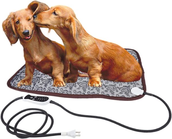 Heated Dog Bed,Dog Heating Pad,Heating Pad for Puppies Indoor,Heated Pet Bed,Outdoor Heated Cat Bed,33" L x 21" W (Floral)