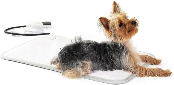 Heated Pet Bed with Remote Timer & Adjustable Heat Levels (Large, White)