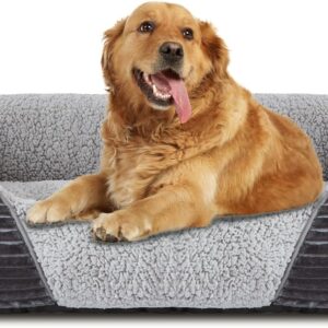 Heymamba Extra Large Dog Bed Grey 89x64x23cm, XL Dog Bed and Washable Pet Bed Filled with Thick Cotton to Prevent Bone Diseases, Dog Sofa Bed XXL with Waterproof Fluff for German Shepherds, Doberman