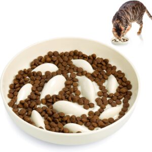 Huiguli Slow Feeder Cat Bowl, Anti-Slinging Dog Food Bowl, Fun Puzzle Feeding Bowl, Anti-Gulp Pet Healthy Eating Interactive Feeding Bowl for All Cat and Small Dog