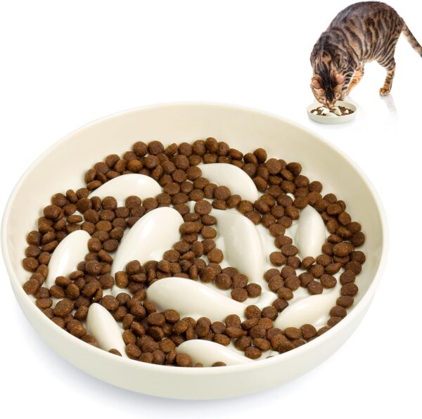 Huiguli Slow Feeder Cat Bowl, Anti-Slinging Dog Food Bowl, Fun Puzzle Feeding Bowl, Anti-Gulp Pet Healthy Eating Interactive Feeding Bowl for All Cat and Small Dog