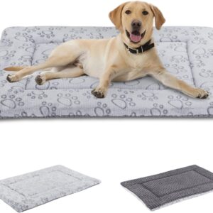 IEUUMLER Dog Bed Mat, Dual Purpose Washable Cushion, Soft Premium Plush Dog Crate Mat, Mattress for Small/Medium/Large Dogs and Cats FC014 (Grey,60 * 45cm)