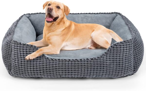 JOEJOY Dog Beds Large Washable Sofa Dog Bed, Sraised Dog Bed Or Cats Super Soft Comfy Wool Fleece PP Cotton Made Into A Grey Pet Bed