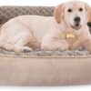 JOEJOY Rectangle Dog Bed for Large Medium Small Dogs Machine Washable Sleeping Dog Sofa Bed Non-Slip Bottom Breathable Soft Puppy Bed Durable Orthopedic Calming Pet Cuddler, Multiple Size, Beige