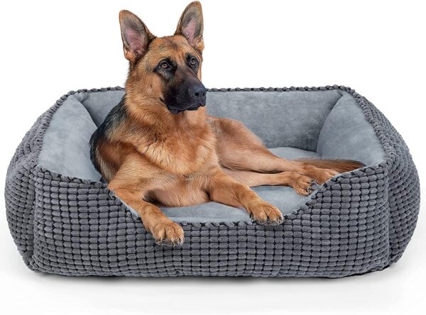 JOEJOY XL Dog Bed Large Washable Grey Pet Bed, Sraised Hund Dog Bed Or Cats Super Soft Comfy Wool Fleece PP Cotton Made Into A Hund Dog Beds For Labradors