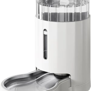 JUNSPOW Pet Water Dispensers, 6L Gravity Large Capacity Stainless Steel Water Dispenser, 100% BPA-Free Automatic Pet Waterer for Cats & Small/Medium-Sized Dogs White