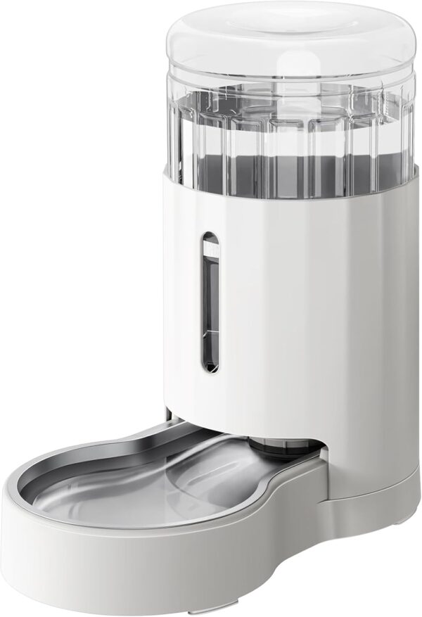 JUNSPOW Pet Water Dispensers, 6L Gravity Large Capacity Stainless Steel Water Dispenser, 100% BPA-Free Automatic Pet Waterer for Cats & Small/Medium-Sized Dogs White