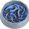 JZF Silicone Slow Feeder Dog Bowl, 17 cm Diameter Soft Silicone Anti-Choking Puzzle Slow Feeder for Small Dogs and Cats, Slow Down Pets' Eating Speed and Promote Digestion (blue)